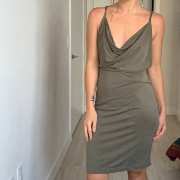 Free People Dresses & Skirts - Free People Intimately Cowl Neck Olive Green Backless Dress